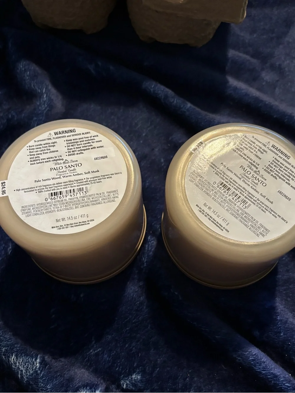 White Barn Palo Santo Candle Pair - Cream